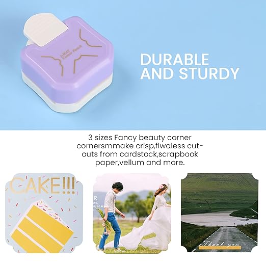 MyArTool 3 in 1 Beauty Shape Corner Punch, 3 Way Corner Paper Punch for Paper Crafts, Laminate, Cardstock, Business Card, DIY Projects, Photo, Card Making and Scrapbooking-DeskLoop Office