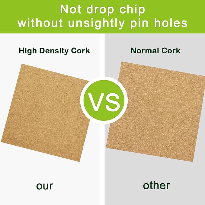 Cork Board Tiles 12"x12" - 1/2" Thick 4 Pack Cork Board Square Bulletin Boards Self Adhesive Corkboards for Walls Pin Boards Corkboards for Office Home School Decor-DeskLoop Office