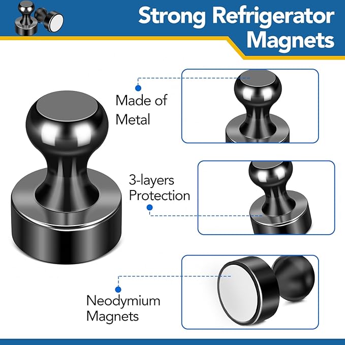 LOVIMAG Fridge Magnets, 18 Pcs Small Neodymium Magnets for Refrigerator,Whiteboard Magnets for Office,Push Pins Magnets with Epoxy Coating for Cruise, Cruise Door Magnets for Decorations-DeskLoop Office