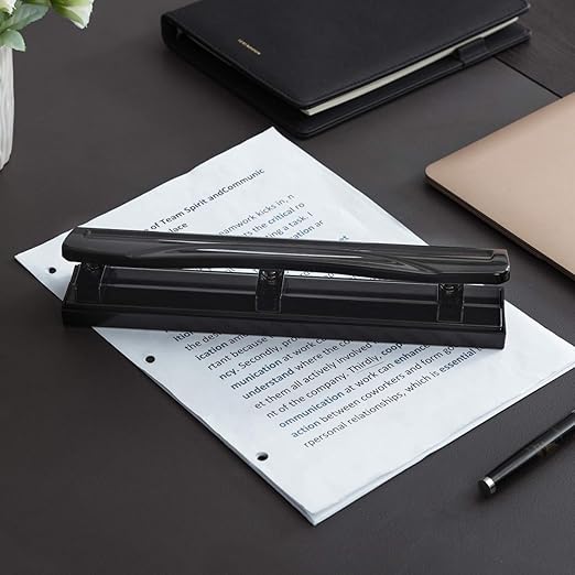Amazon Basics 3 Hole Punch, 10 Sheet Capacity, Black-DeskLoop Office