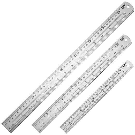 ZZTX Metal Straight Edge Ruler Set - Stainless Steel 6 Inch, 12 Inch, 16 Inch - Bulk Set of 3-DeskLoop Office