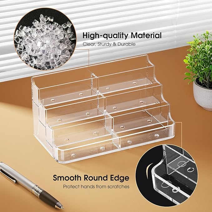 MaxGear Acrylic Business Card Holder for Desk Multiple Business Card Holders, Premium Cards Stand, Clear Plastic Cards Display Holder with 4 Tier for Exhibition, Home and Office, 8 Pocket, 8 Pack-DeskLoop Office