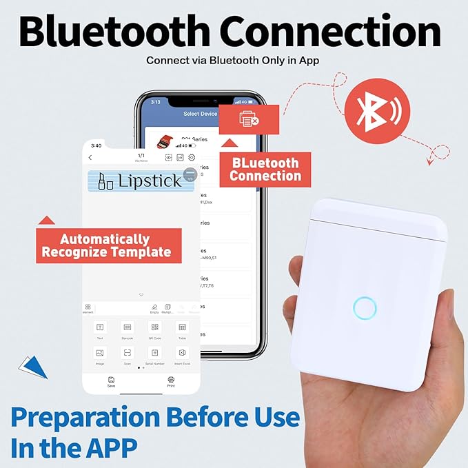 LMASBLTER D110M Label Maker Machine with Tape Portable Bluetooth Sticker Label Printer with Different Fonts Easy to Use Ideal for Home Office Organization Small Business Supplies USB Rechargeable-DeskLoop Office