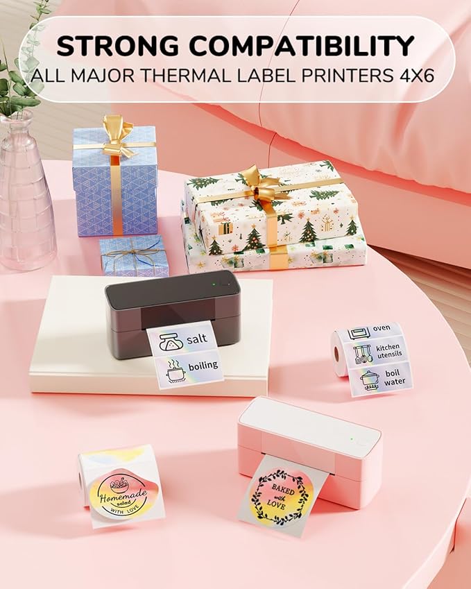 2 Inch Round Thermal Labels, 500PCS Color Thermal Sticker Label, Self-Adhesive Stickers for Small Business Supplies, DIY, Name Tag, Compatible with All Shipping Label Printer, 500 Labels/Roll-DeskLoop Office