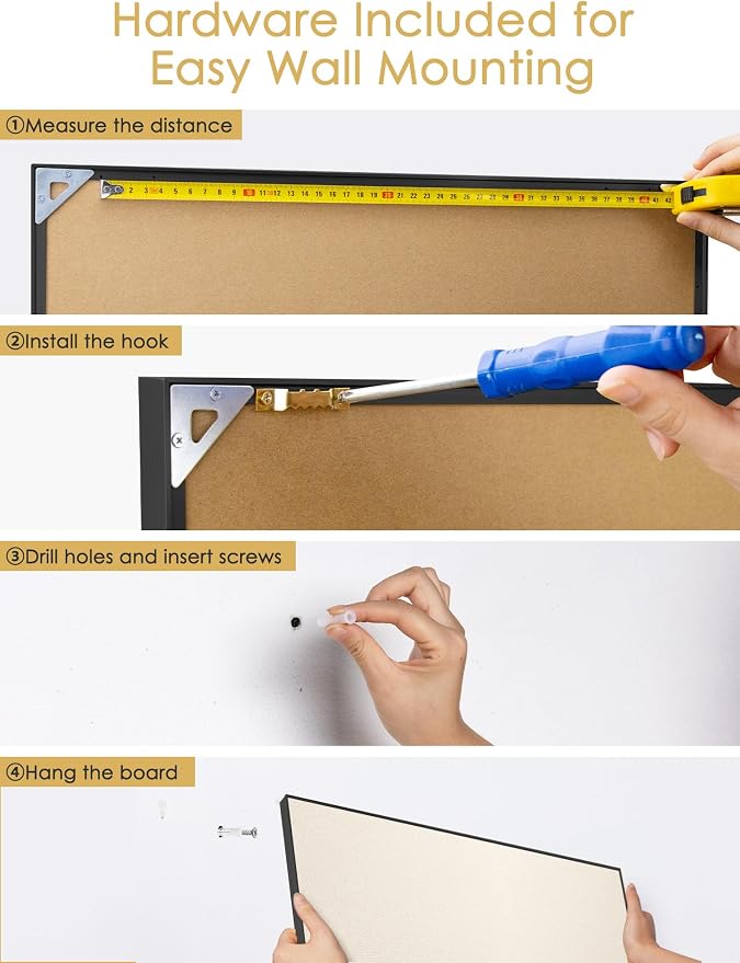 Lightomorrow Bulletin Board 30 x 20 inches, Oatmeal White Pin Board Vision Board - Image 7