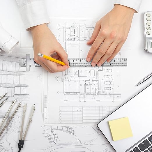 6 Inch 15 cm Pocket Ruler Flexible Precision Stainless Steel Ruler with Detachable Clips Stainless Steel Pocket Clip Scale Gauge Metric British System(10 Pieces)-DeskLoop Office