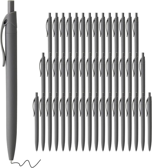 deegtran Pens Bulk, 50 Pack No Bleed Grey Barrel Click Pens, Wholesale Retractable Ballpoint Pens, Pen Medium Point, Smooth black Ink Pen, 1.0MM-DeskLoop Office