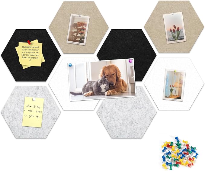 12" Large Bulletin Board with 30 Push Pins, Felt Wall Tiles - Image 9