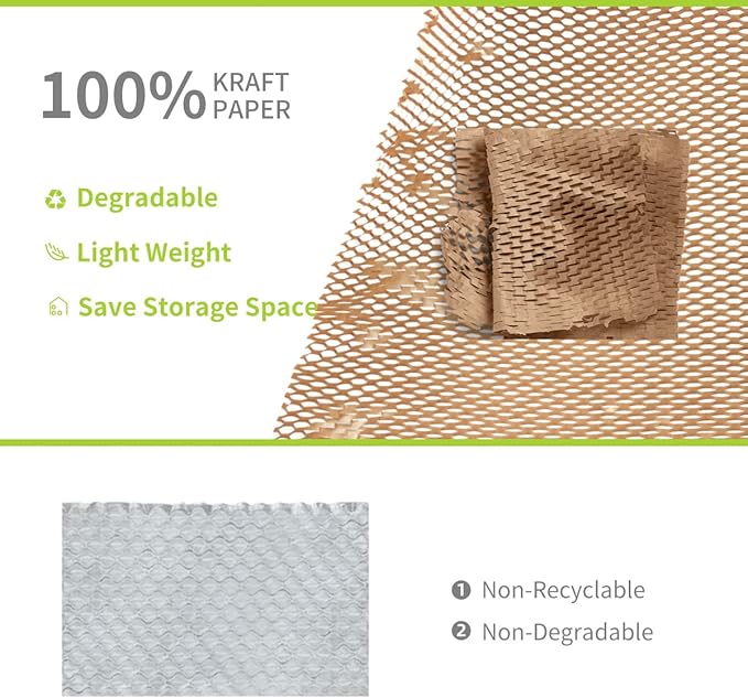 Honeycomb Cushioning Wrap Paper Roll 20" x 1500' Expanding Honeycomb Kraft Packing Paper for Gift Moving Packing-DeskLoop Office