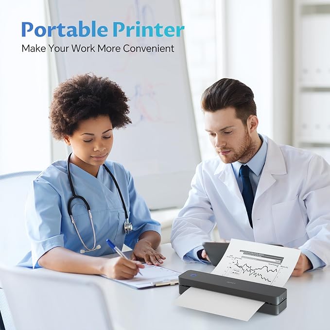 iDPRT Portable-Printer Wireless for Travel, Bluetooth Thermal Printer Support 8.5" x 11" US Letter&A4&A5 Size,300DPI Inkless Printers for Home Use,Compatible with Android and iOS Phone&Laptop,Black-DeskLoop Office