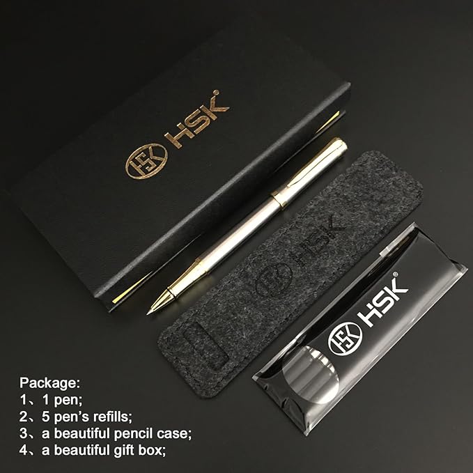 HSK Luxury Ballpoint Pens gift Pen Black Refill Line width 0.5mm,Best Ball Pen Gift Set for Men & Women Professional Executive,Office,Nice Pens Classy Gift Box (Red)-DeskLoop Office