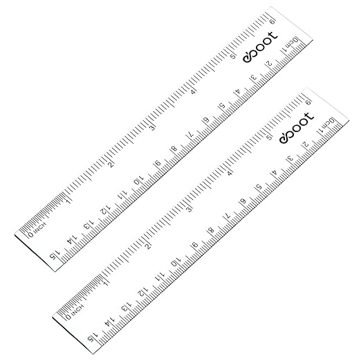 2 Pack Plastic Ruler Straight Ruler Plastic Measuring Tool for Student School Office (Clear, 6 Inch)-DeskLoop Office