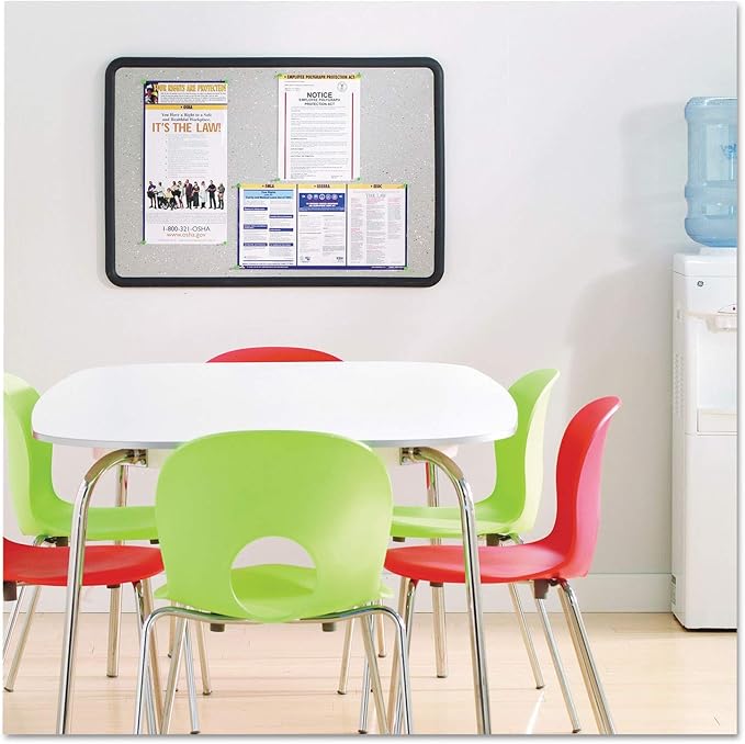 Quartet Bulletin Board, 2 x 3 Feet, Contour, Granite-Colored Surface with Black Plastic Frame (699370)-DeskLoop Office