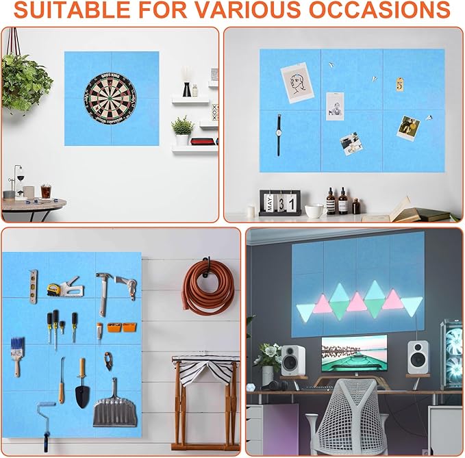 Cork Boards for Walls 48" x 36" Felt Board Alternative, 12 Pack Felt Wall Tiles Bulletin Board, Large Cork Board for Office Pin Board Tack Board Cork Boards-DeskLoop Office