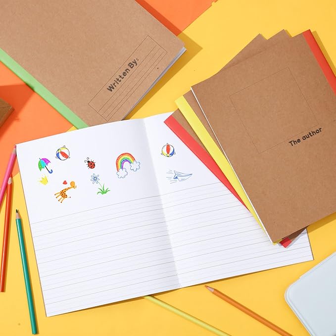Henoyso 10 Pcs Primary Composition Notebook 9 3/4 x 7 1/2 Inch Kids Journal, Back to School Supplies, K-2 Primary Writing Notebook for Kids Student Draw and Write Story Journal (Bright Color)-DeskLoop Office