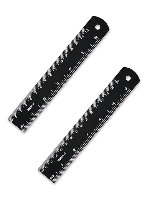 6 Inch Metal Ruler Set - Dual Scale Metric & Imperial,150 mm Straight Edge Rule, Laser Engraved, Edge-to-Edge Measuring for School, Geometry, Crafting & Gifts (2-Pack)-DeskLoop Office