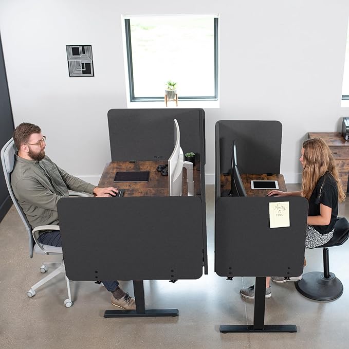 VIVO Clamp-on/Screw-on 60 x 24 inch Privacy Panel, Sound Absorbing Cubicle Desk Divider, Acoustic Partition, Dark Gray, PP-1-V060D-DeskLoop Office