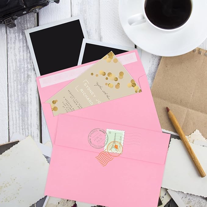 70 Packs of Invitation Envelopes, A2 Envelopes Pink, Postcard Envelopes, Envelopes for 4.5x5.5 Cards, Envelopes for Invitations, Envelopes Self Seal for Photos RSVP, Greeting Cards