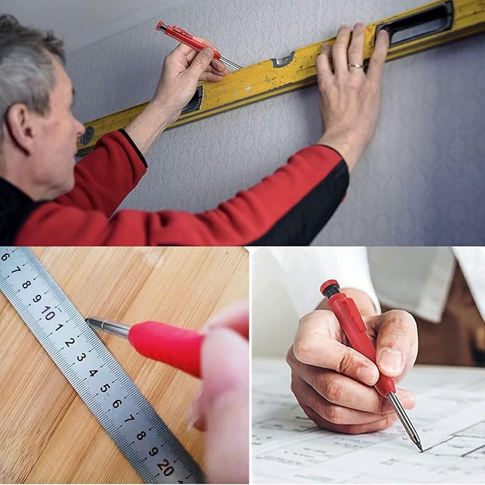 Gegong 24 Pieces 2.8 mm Diameter Solid Carpenter Pencil Set Pencil Refills for Carpenter Carpenter Marker Woodworking Mechanical Pencil (Yellow Refill)-DeskLoop Office