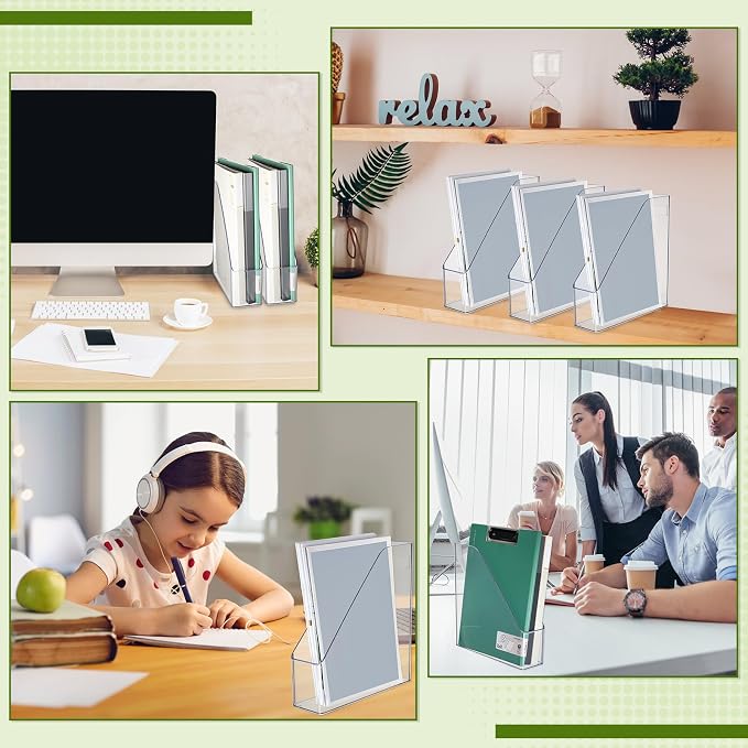 20 Pcs Clear Acrylic Magazine File Holder Plastic Desk Organizer - Image 7