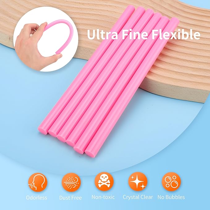 MATUFF Pink hot Glue Sticks Full Size 0.43” Dia x 8” Long, 52 pcs Hot melt Adhesive Glue Sticks, All-Purpose Colored Glue Gun Sticks for Christmas Decoration Crafts Arts School Home Repair Bonding-DeskLoop Office