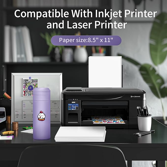 Vinyl Sticker Paper Bright Glossy 8.5"×11" 25 Sheets for Laser Printer-DeskLoop Office