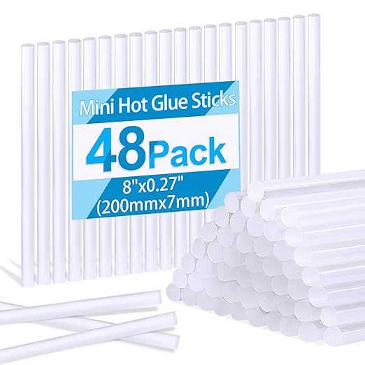 Phinus 48 Pack Mini Hot Glue Sticks, 8" Long x 0.27" Diameter Clear Glue Sticks for Glue Gun, EVA Clear Glue Gun Sticks, Hot Glue Gun Sticks for DIY Craft Sticky Projects & More-DeskLoop Office