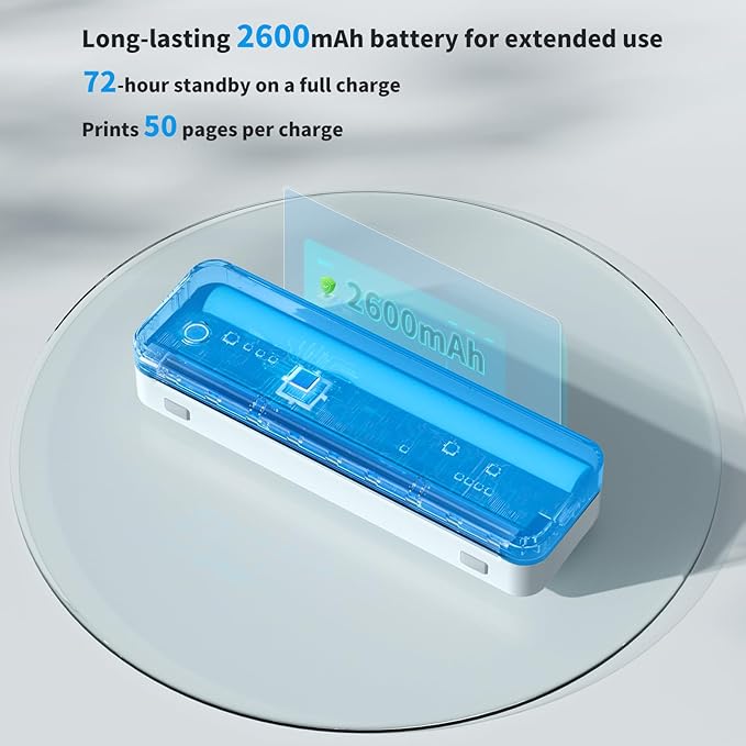 JADENS Portable Printers Wireless for Travel, Thermal Inkless Printer, Support 8.5" X 11" Thermal Paper, Compatible with iOS, Android & Laptop-DeskLoop Office