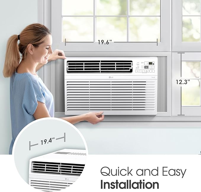 LG 10000 BTU Smart Wi-Fi Enabled, Ultra-Quite, Quick and Easy Installation Window Air Conditioner with Remote, ThinQ Technology, Washable Filter, Eco-Friendly R32 Refrigerant (White)