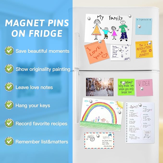 20Pack Magnets for Whiteboard Strong Fridge Magnets Silver Push Pin Refrigerator Locker Magnets for School and Home-DeskLoop Office