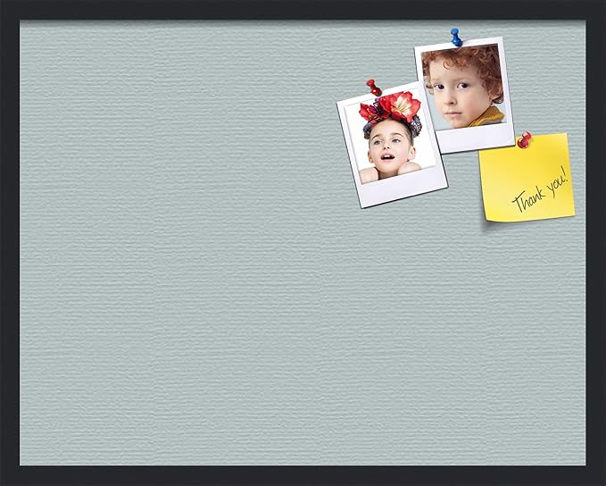 PinPix 28x22 Inch Cork Bulletin Board. This Decorative Framed Pin Board Comes with Soft Blue Design and a Satin Black Frame. Ideal for Home Office Decor or Message Board (PinPix-1814)-DeskLoop Office