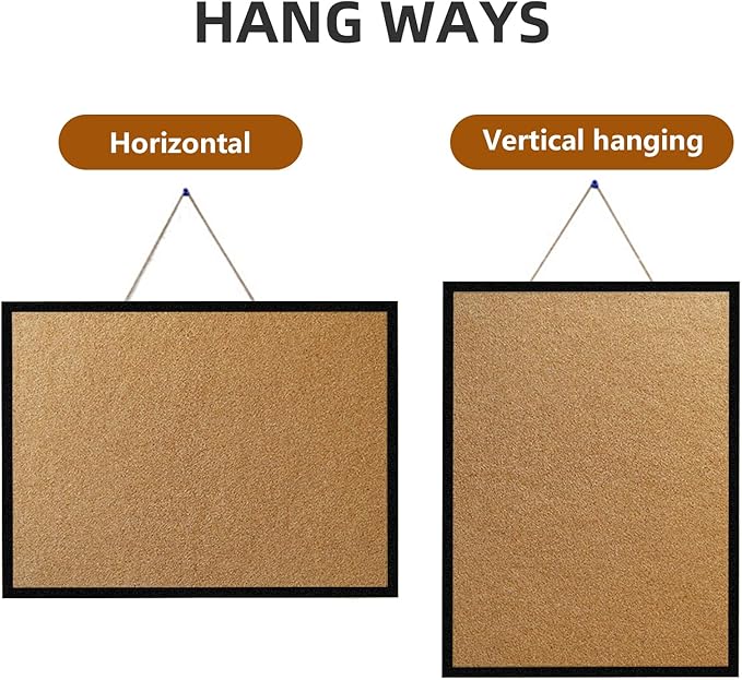 20” x 28” Cork Boards for Walls with Black Wooden Frame 1pack, Whiteboard and Cork Board Combo Double Sided Office Board for Wall Organizer, Bulletins Board Hanging Pin Board for School Home Office-DeskLoop Office