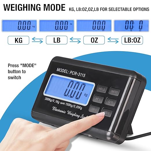 SurmountWay Shipping Scale 660lbs LCD Digital Platform Heavy Duty Portable Stainless Platform for Postal Shipping Scale Industrial Floor Scale W/ 14"X 12"-DeskLoop Office