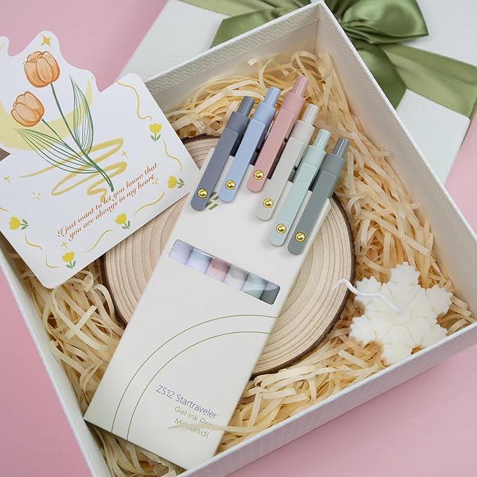 Gel Pens, 6 pcs 0.5mm Black Ink Pens Gold Morandi Barrel Fine Point Smooth Writing Pens Quick Dry Pen for School Office Supplies, Gifts for Girls Women-DeskLoop Office