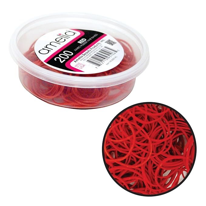 200, Jumbo Size, Red Color, US Made Rubber Bands for Pony Tails and Braids-DeskLoop Office