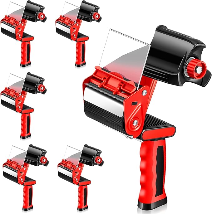 Hicarer 6 Pcs 3 Inch Packing Tape Gun Heavy Duty Tape Dispenser Non Slip Silicone Handle Portable for Shipping, Moving, Carton and Box Sealing-DeskLoop Office