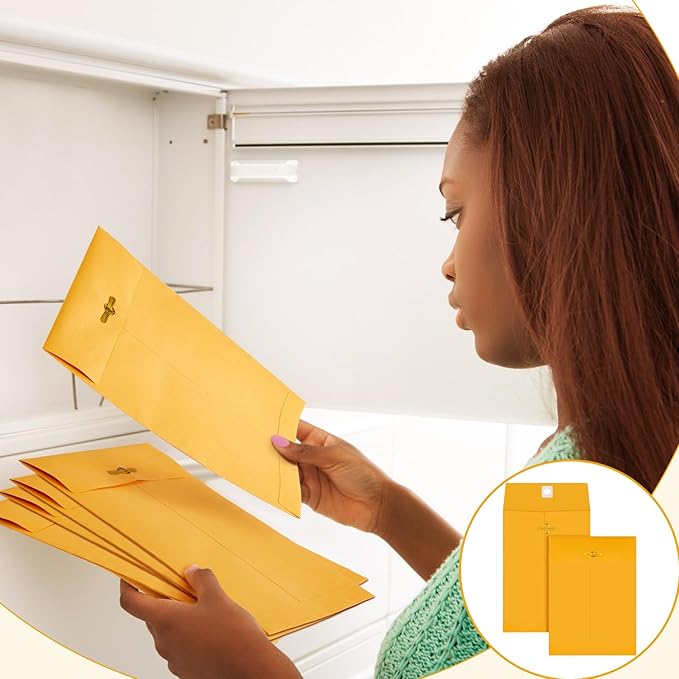 Geyee 100 Pcs Clasp Manilla Envelopes 6 x 9 Inch Gummed Colored Envelopes for Storing or Mailing for Home Office Business Supplies(10 Colors)-DeskLoop Office