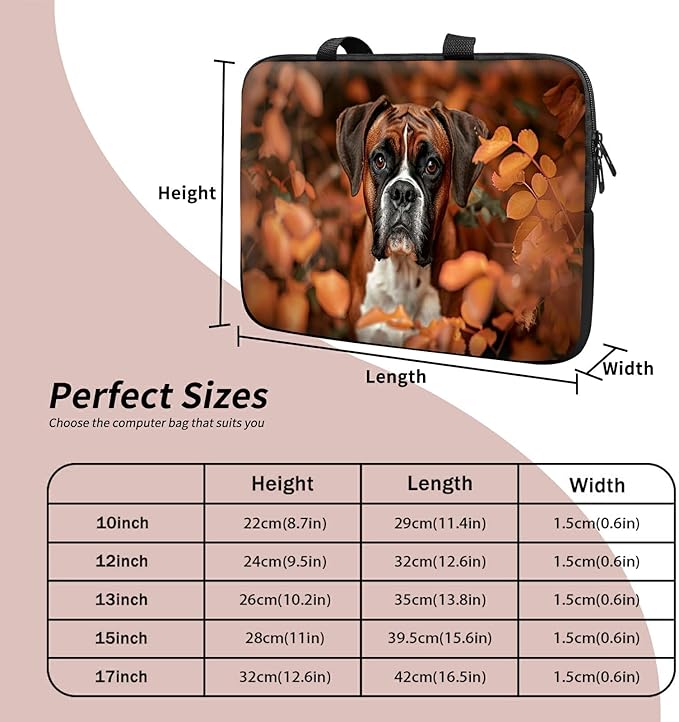 Laptop Sleeve Case Bag 15 inch, Dog Autumn Slim Carrying Case Durable Handbag Travel Laptop Bag for 15 inch MacBook Air M3/M2/15 Pro/Surface Laptop 7/6/5/4/3/ Dell XPS 15 Plus