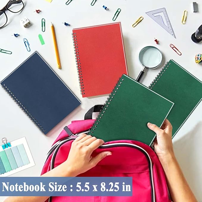 GINMLYDA 6Pack Small Spiral Notebook A5, 8.25x5.5” 120 Lined Pages Wide Ruled Spiral Journal Bulk Blank Kraft Cover Spiral Bound Notebook & Writing Pads for Home Office Meeting Work Note Taking-DeskLoop Office