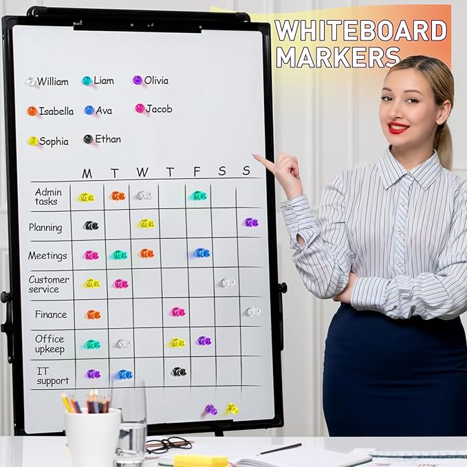 VNDUEEY 96PCS Strong Fridge Magnets, Colorful Magnetic Push Pins for Bulletin Board, Dry Erase Magnets Refrigerator Magnet, Small Strong Magnets for Whiteboard, Kitchen, School, Office, Map (8 Colors)-DeskLoop Office