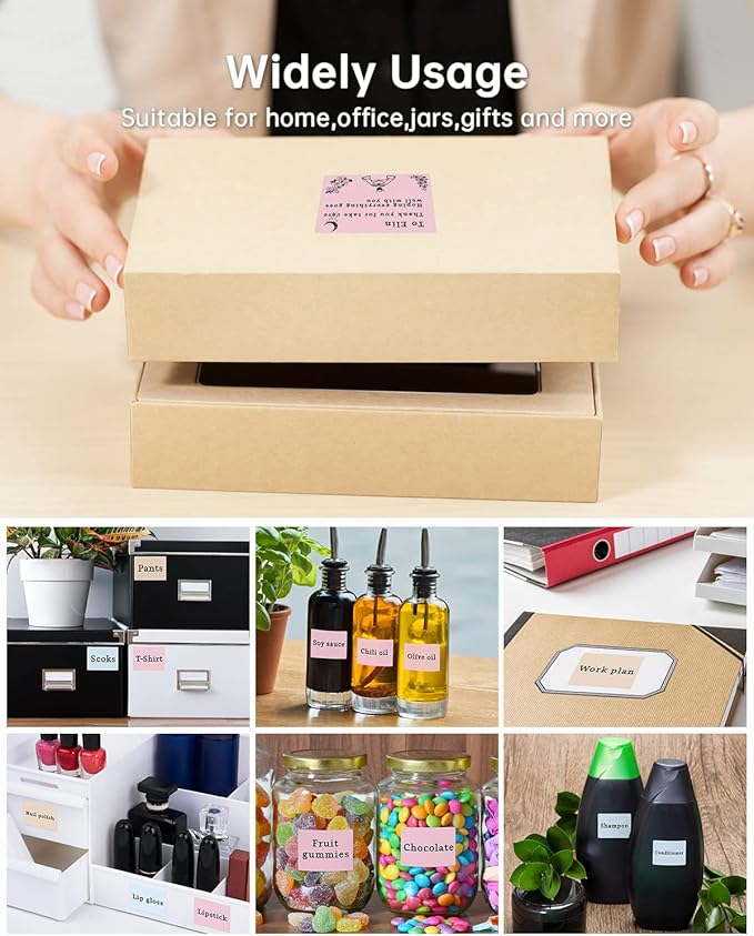 Phomemo Labels,Thermal Color Label,1.57'' x 1.18''Square Self-Adhesive Sticker Paper for Phomemo M110 M220 M221 M120 M108 M150 M250 M260 M160 M200 Printer, for Barcode,Name,Address (Pink/Blue/Khaki-DeskLoop Office