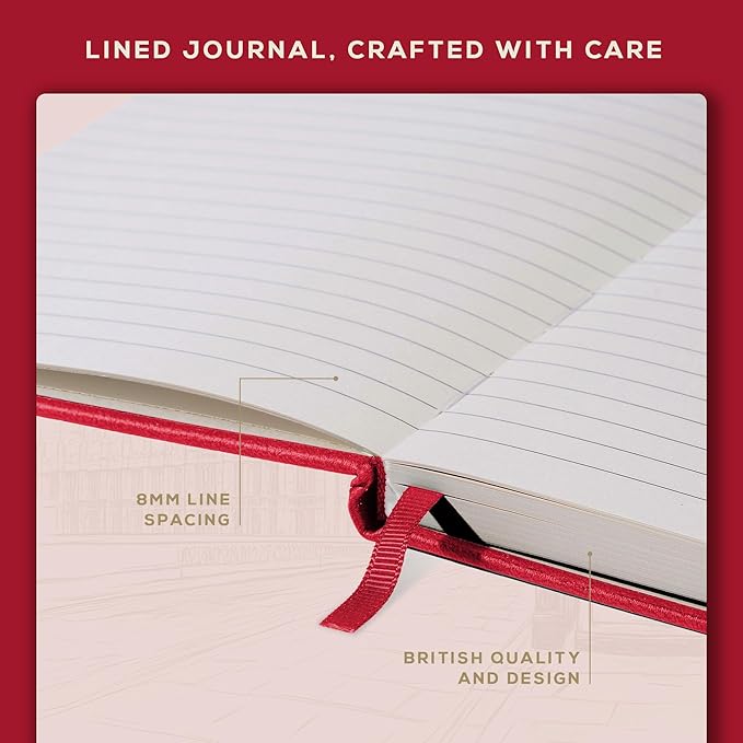 BEECHMORE BOOKS Lined Journal Notebook, 5.8 x 8.3 inch, A5 160 Lined Pages, Hardcover Leather Journals for Women, Men, Writing and Notebooks for Work - 120 GSM Thick Paper, Gifts Box Included-DeskLoop Office