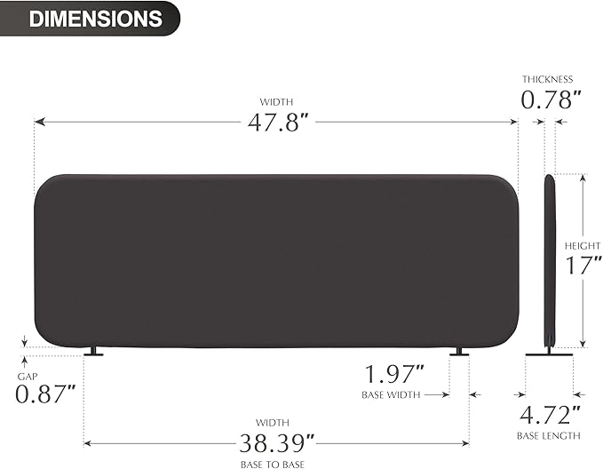DECOLAB Desk Divider, Portable Desktop Privacy Panels Partition for Study, Home Office, Workplace, Students, Free Standing, Anti-Scratch, 48"x18", Iron-DeskLoop Office