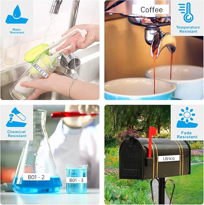 8P Flexible Label Tapes Compatible with Brother P Touch Label Tape TZe-FX231 Tape 12mm 0.47 Laminated White, Flexible-ID Wire Cable Labels Compatible with Brother Ptouch PT-D210 PT-D400 PTH100-DeskLoop Office