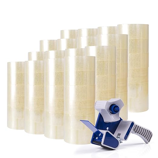 ADHES Shipping Tape Packaging Tape Packing Tape for Moving Boxes, 54.68yard Per Roll 1.88inch Width 2.6Mil Thickness-DeskLoop Office