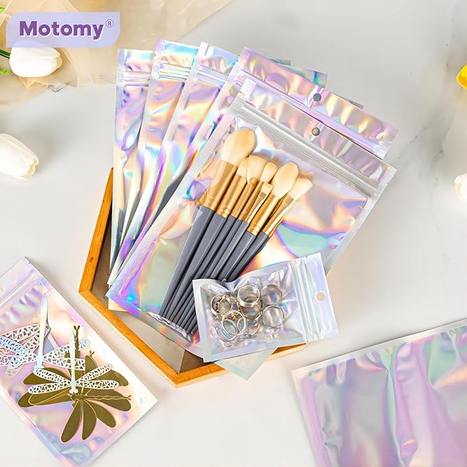 5.5x7.8 inch Holographic Packaging Bags, Resealable Foil Pouch Mylar Sample Bag - Image 7