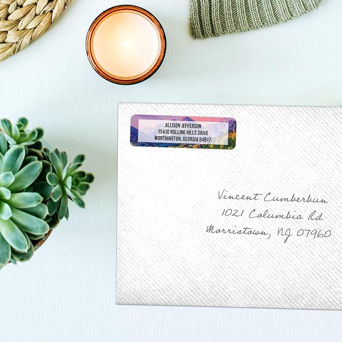Breathtaking Landscape Rolled Address Labels / 500 Personalized Return Address Labels/Designer Address Stickers in Elegant Plastic Dispenser-DeskLoop Office