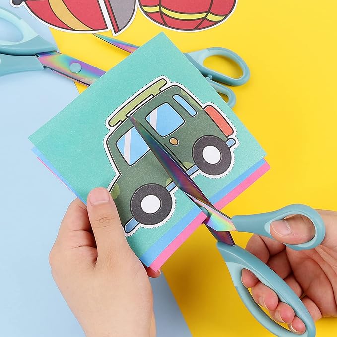 Scissors All Purpose, Sharp Titanium Blades Shears, Rubber Comfort Grip Handle, Multipurpose scissors 3 pack, Great for Office, Fabric, Craft, Sewing, Arts, School and Home Supplies, Blue-DeskLoop Office