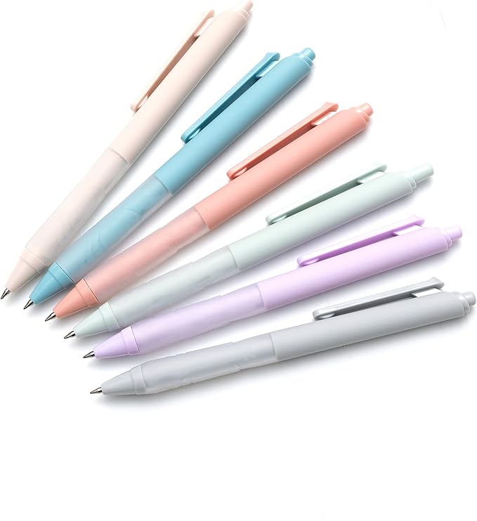 Linbsunne Ballpoint Pens Medium Point 1mm Black Pen with Super Soft Grip Ball Point Pen for Men Women Retractable Pens (6-pack)-DeskLoop Office