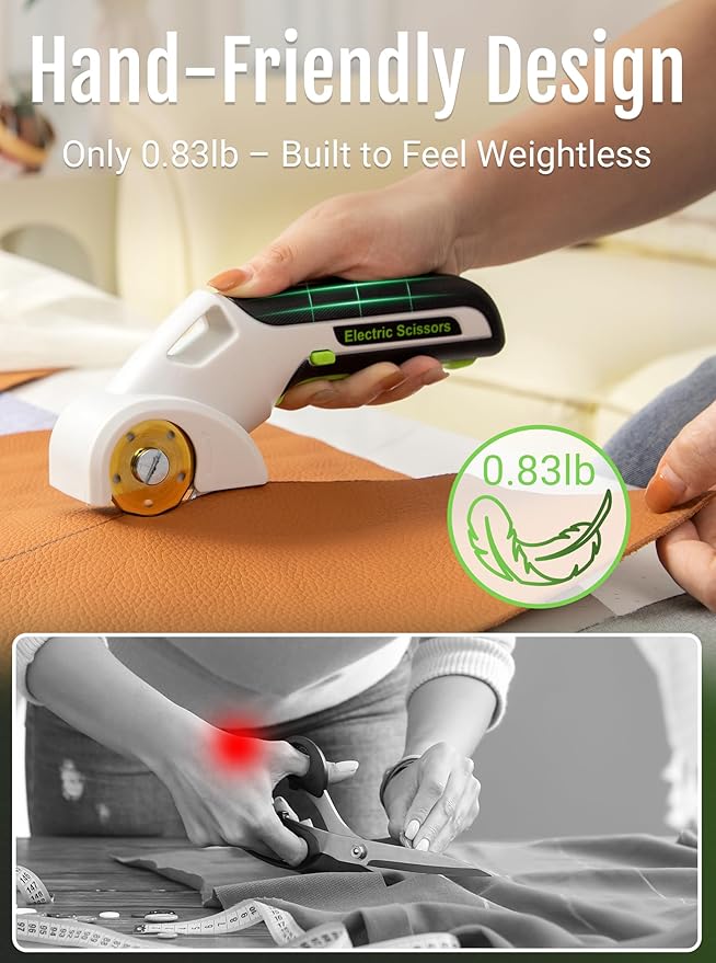 2025 NEW 4V Cordless Electric Scissors, Cardboard Cutter with 2 Titanium Blade, Safety Lock & Extra Blade, Rotary Cutter for Cardboard,Fabric,Plastic, Gifts for Men&Women - Pearl White-DeskLoop Office
